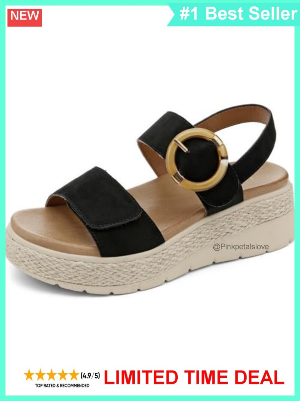 Womens Espadrille Platform Sandals Low Wedge Orthopedic Arch Support